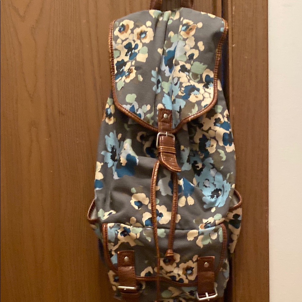 Floral Backpack with Brown Accents